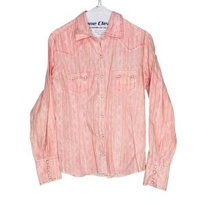 Vintage Panhandle Slim Women's M Pink‎ Paisley Western Pearl Snap Shirt